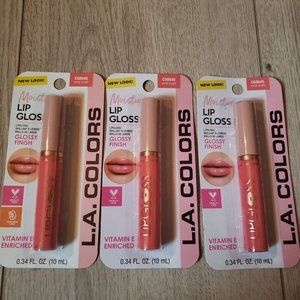 Lot of 3 L.A.Colors moisturizing lip gloss in coral crush, glossy finish